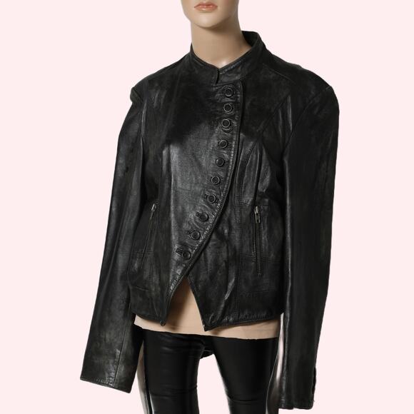NEXT LEATHER Vintage Black Leather Jacket - Picture 1 of 6